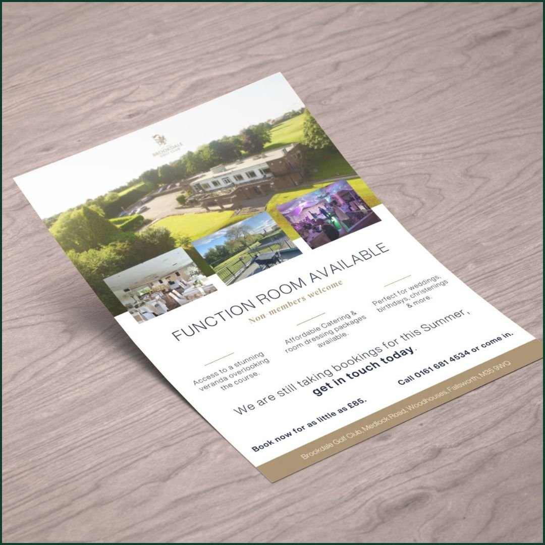 Function room flyer and brochure